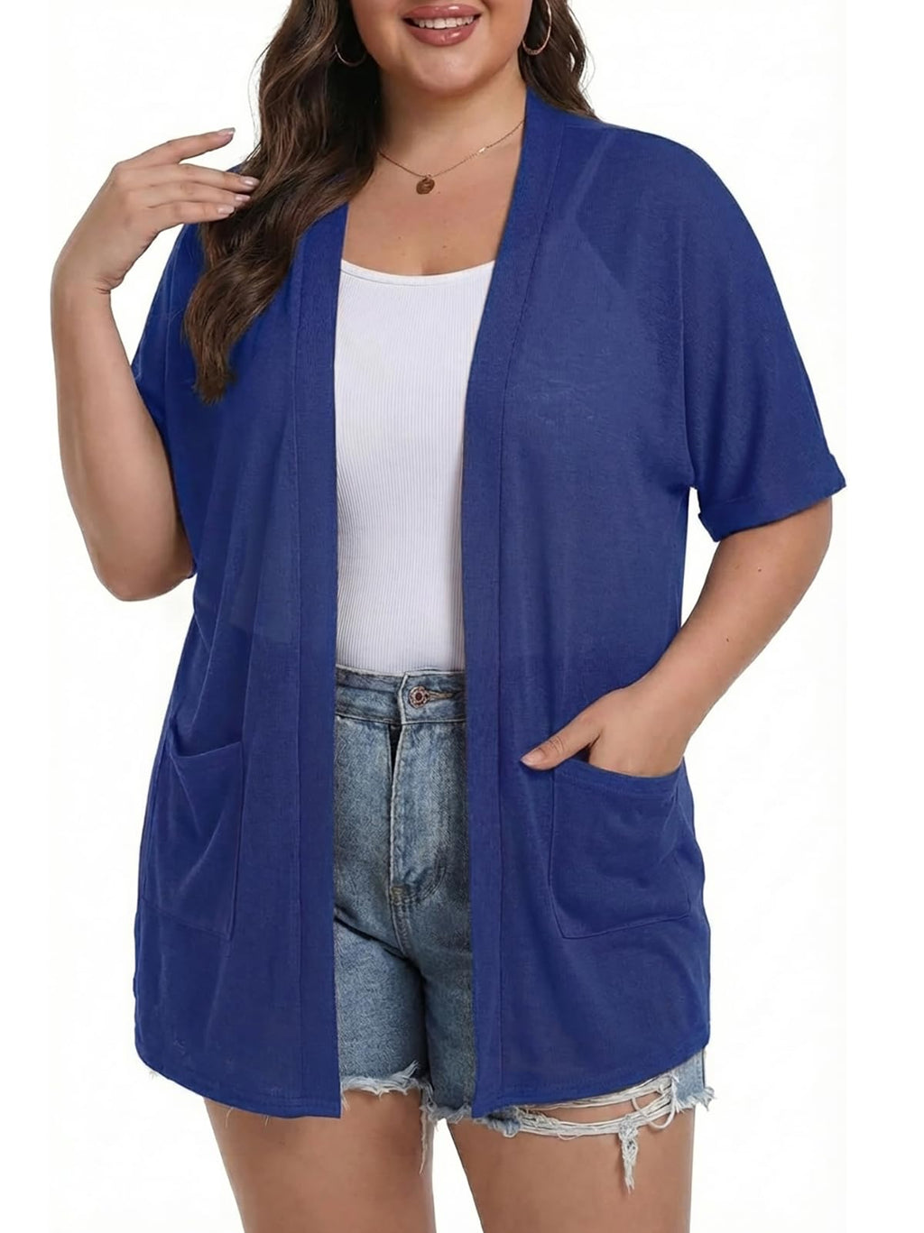 Women's Swimsuit Olrik Plus-Size Cover Up Beach Coverups - Royal Blue