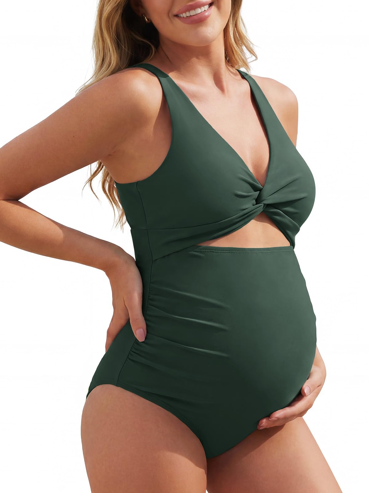 Women's Summer Mae Twist-front Cutout Maternity Swimsuit - Size Medium