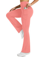 Pretisky Women's Flared Yoga Pants With Pockets High-Waisted - Pink