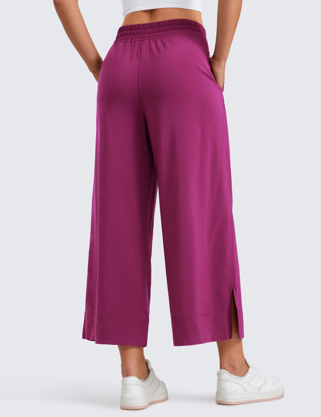Women's Crz Yoga Lightweight Wide-Leg Crop Pants 25" Magenta Purple