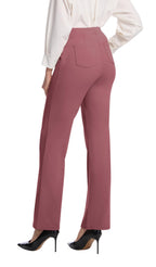 Vimpep Yoga Pants Women Straight-Leg With Pockets - Brick Red