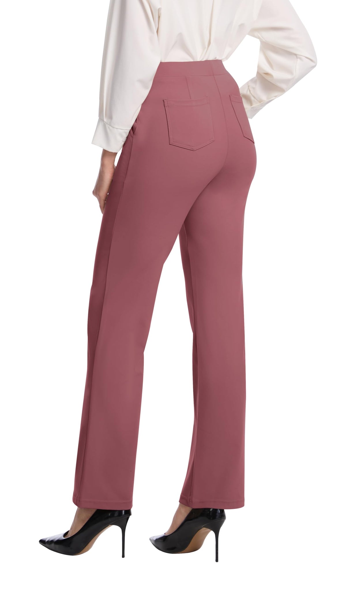 Vimpep Yoga Pants Women Straight-Leg With Pockets - Brick Red