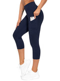 The Gym People Women's Thick High-Waist Capris Yoga Pants - Navy Blue
