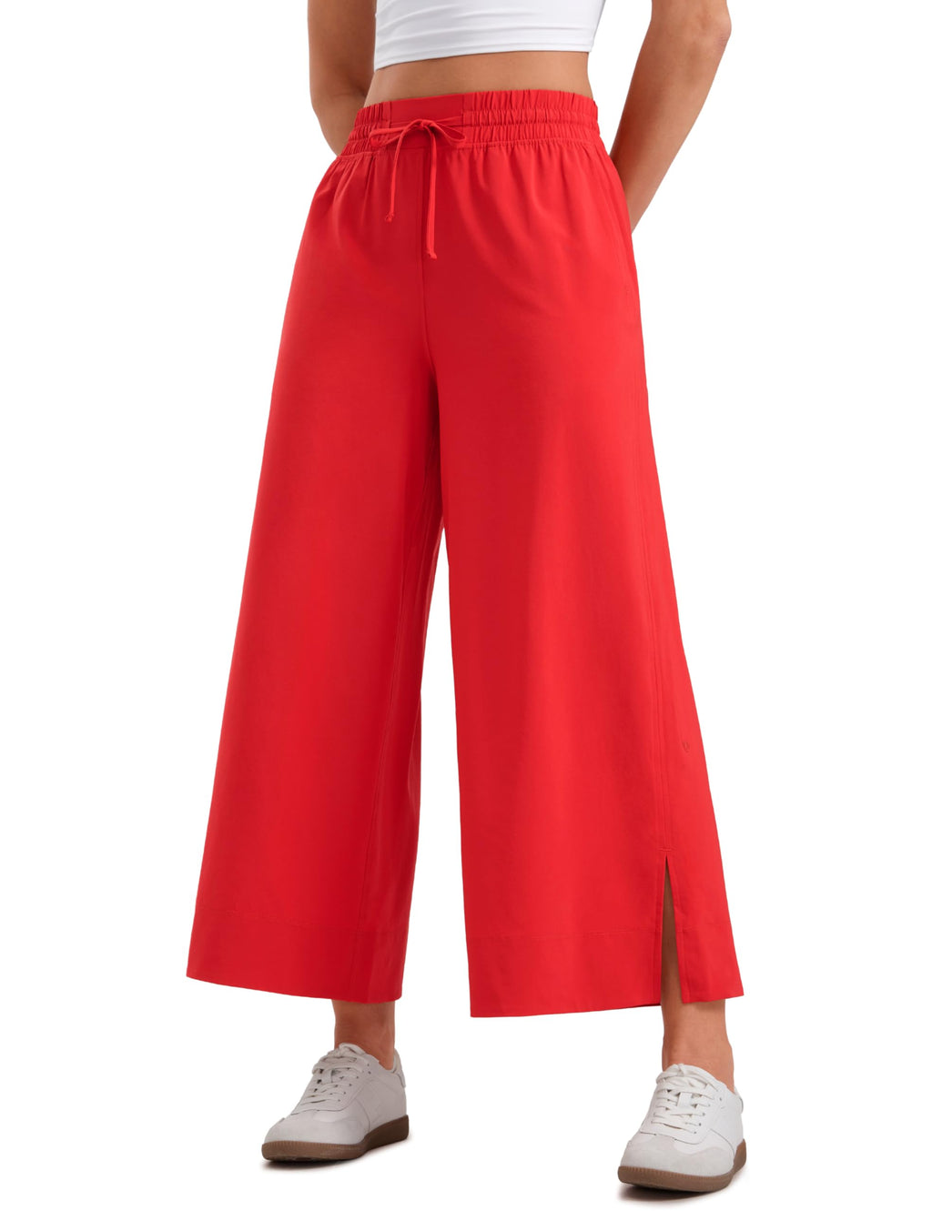 Women's Crz Yoga Lightweight Wide-Leg Crop Pants 25" Deep Red Small