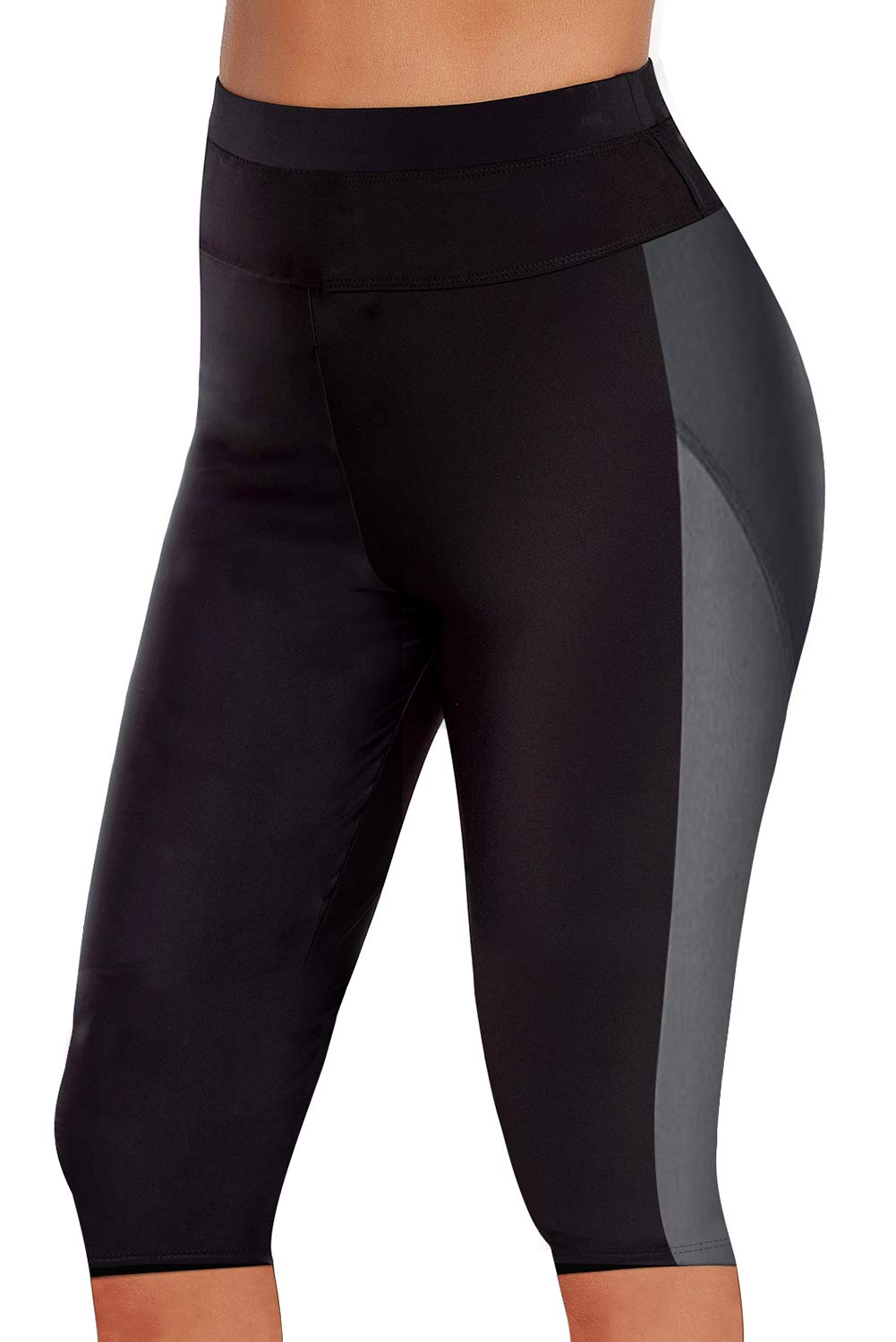 Urchics Women's Plus-Size Rash Guard Capris Long Swim - Style 12