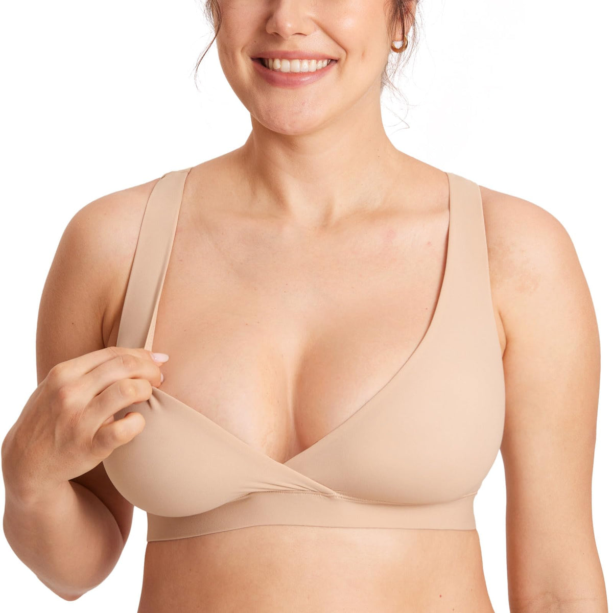 Women's Momanda Crossover for Breastfeeding Wheat Beige Medium Nursing Bra