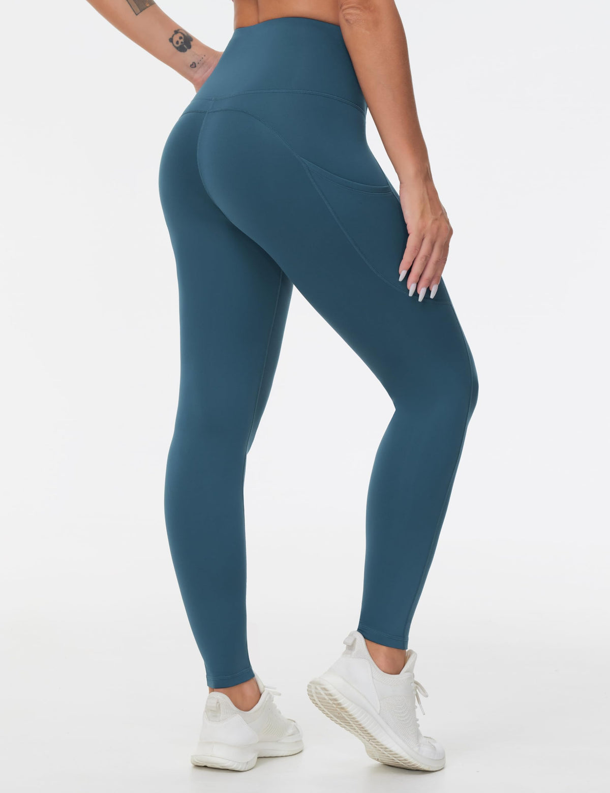 The Gym People Women's Thick High-Waist Yoga Pants - Green Blue