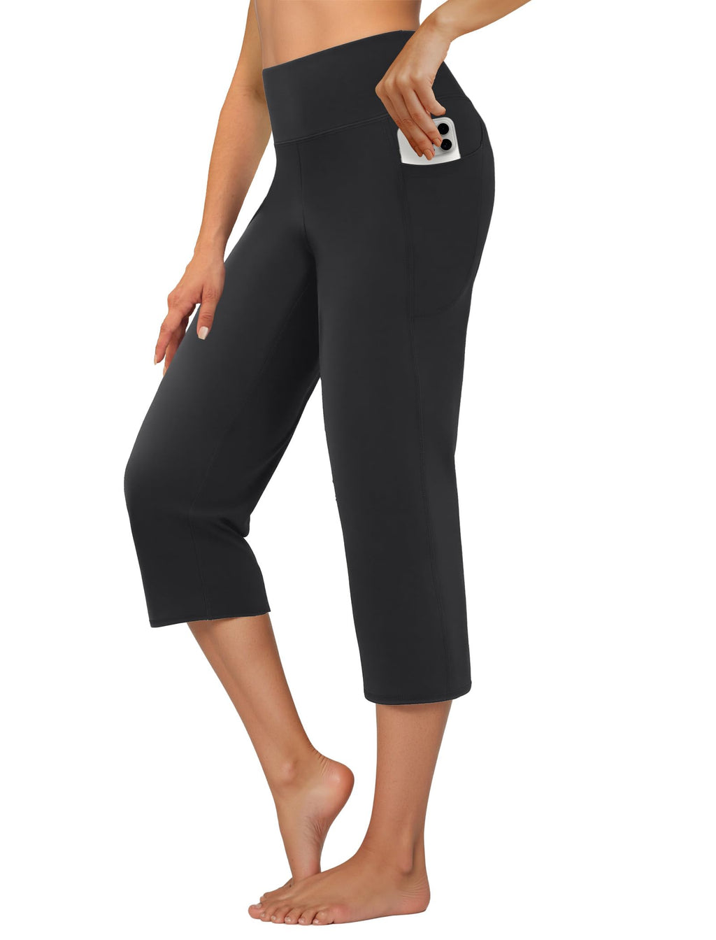 Dlooda Capri Pants For Women High-Waist Cropped Yoga With - Dark Grey