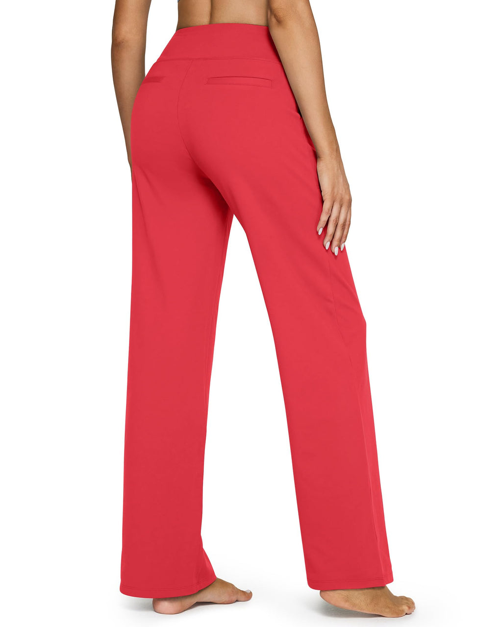 G4free Wide-Leg Yoga Pants For Women With Pockets High-Waist Red Xxl