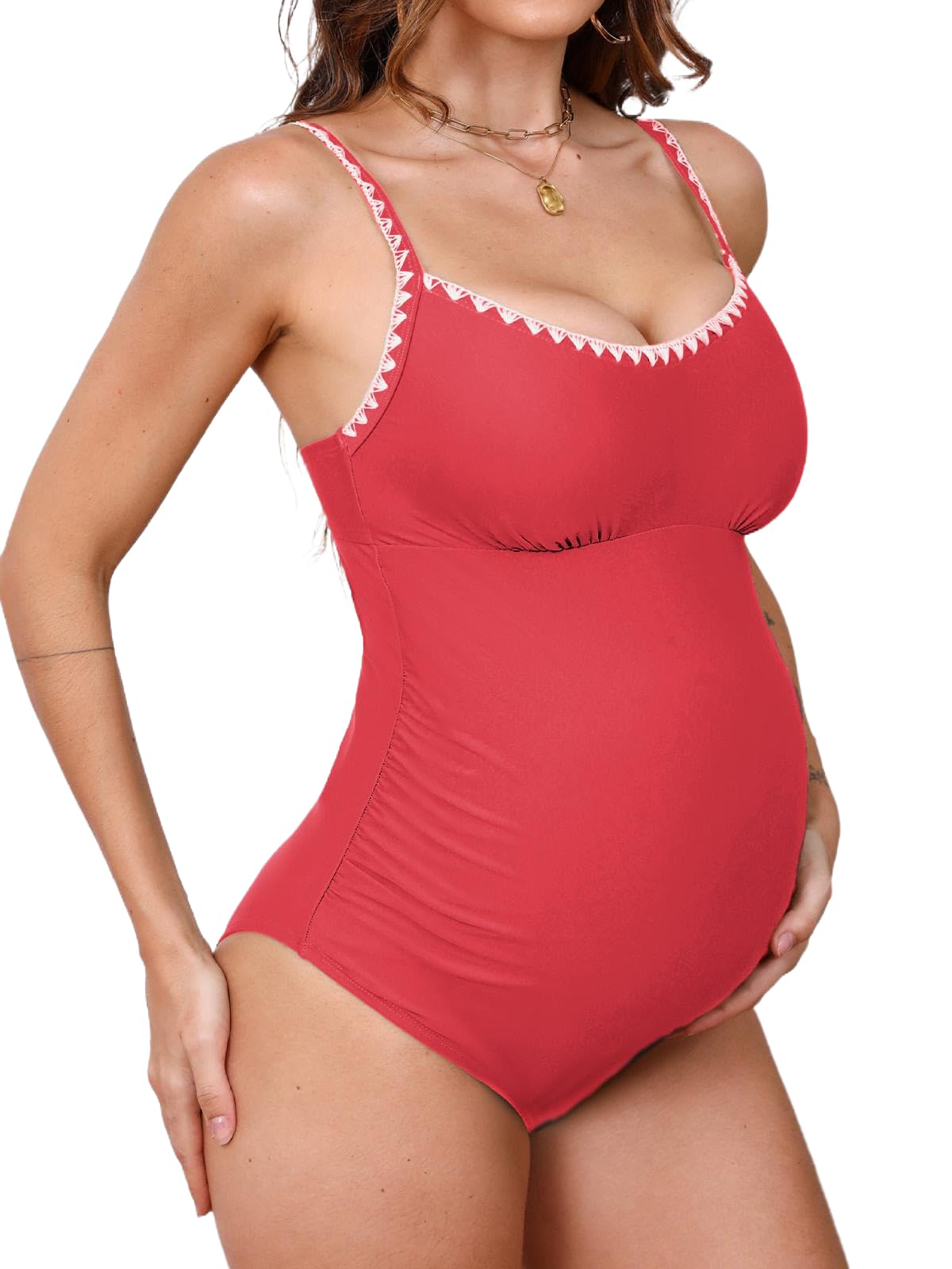 Cupshe Women's Maternity One-Piece Swimsuit Scoop Neck - Size Large