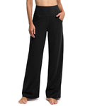 Promover Wide-Leg Pants For Women With Pockets Stretch Black S Short