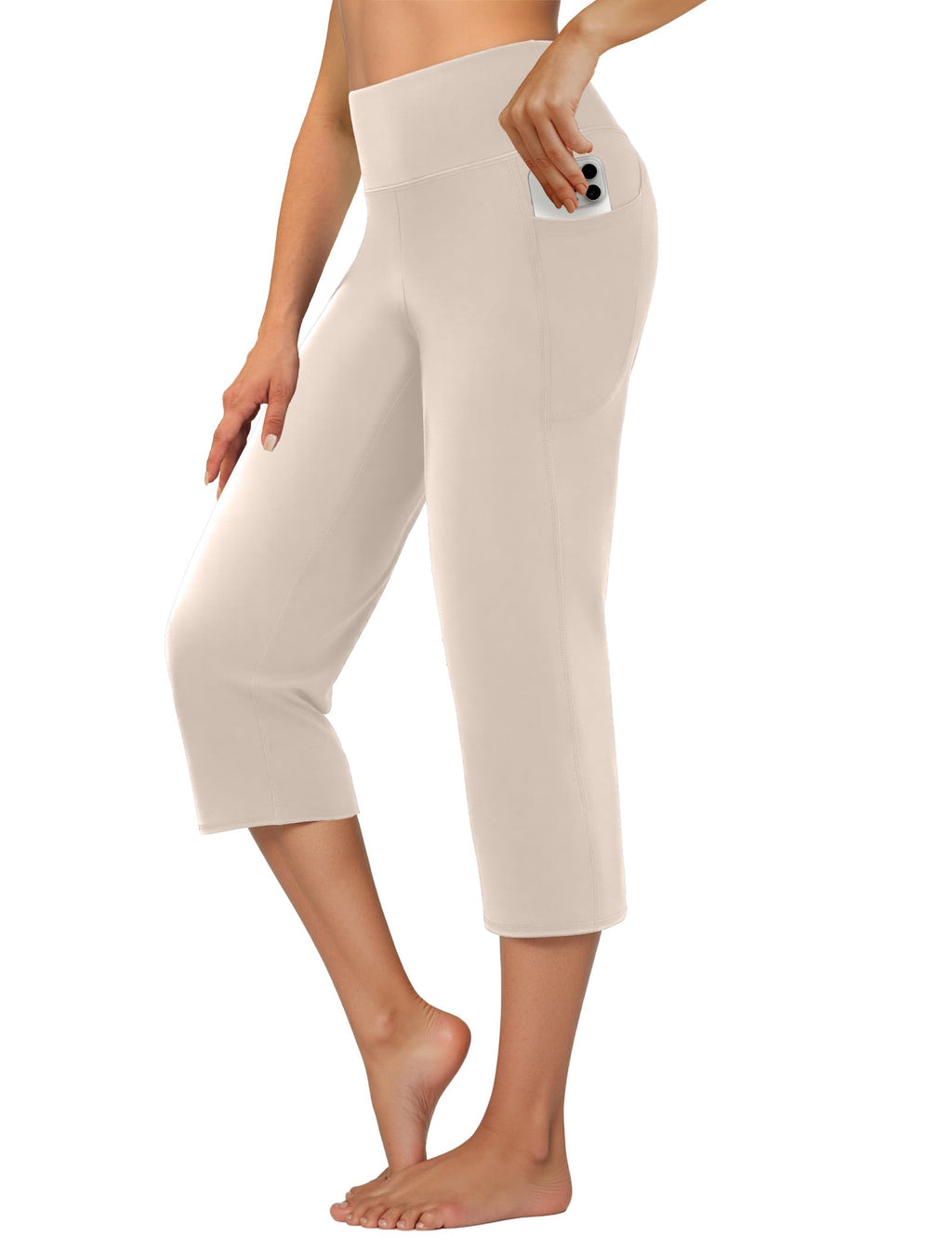 Dlooda Capri Pants For Women High-Waist Cropped Yoga With - Khaki