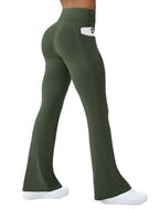 Copyleaf Women's Yoga Pants With Pockets High-Waisted - Olive Green