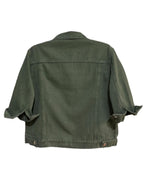 Unilexi Women's 3/4 Sleeve Colored Cropped Denim Jacket Light Wash Short Jean Trucker Coat(0096-armygreen-s)