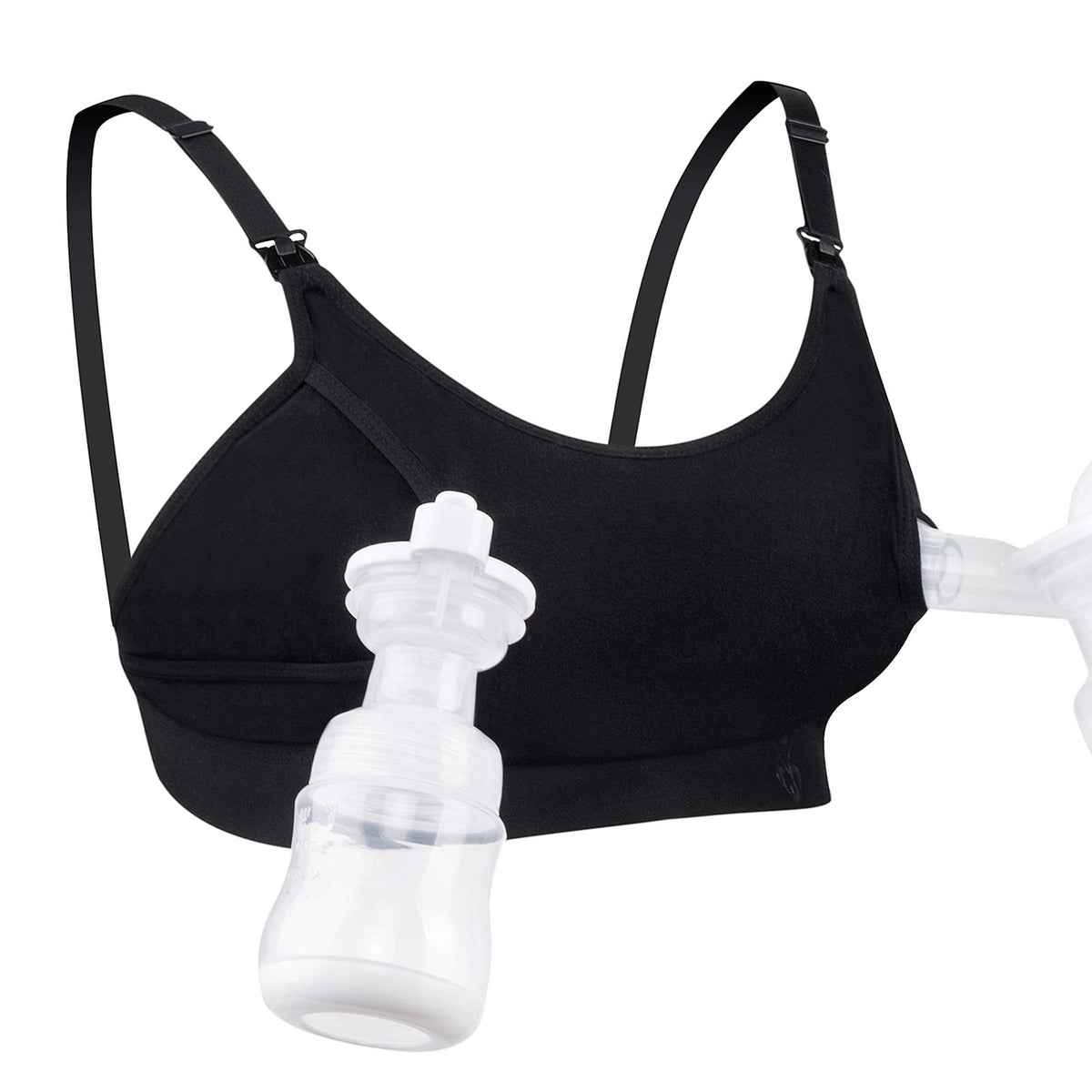 Women's Momcozy Hands Free Pumping Adjustable Breast-pumps Holding and Suitable for Breast Pump by Lansinoh, Etc Black Nursing Bra