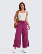 Women's Crz Yoga Lightweight Wide-Leg Crop Pants 25" Magenta Purple