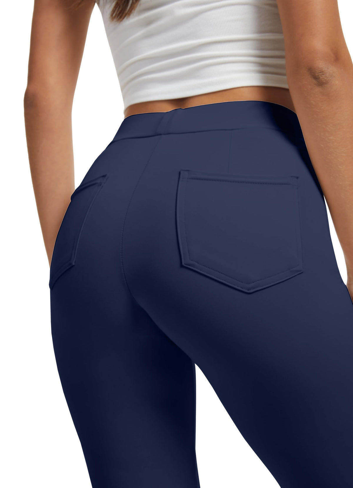 Vimpep Straight-Leg Yoga Dress Pants For Women Pull On - Navy Blue