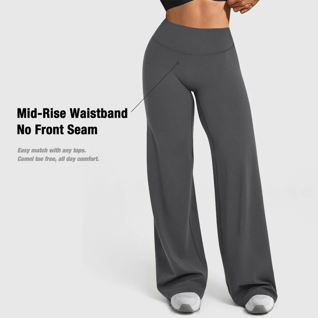 Jgs1996 Wide-Leg Yoga Pants Bottoms Straight-Leggings For - Dark Grey
