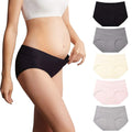 Mama Cotton Women's's Under The Bump Maternity Pregnancy Postpartum (color-multicolor-a 5 Pack, Size-l) Panties
