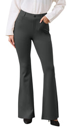 Vimpep Flare Yoga Dress Work Pants Women High-Waisted Pull - Dark Grey