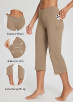 Baleaf Women's V Crossover Waist Capri Pants Straight-Leg - Size X-Small