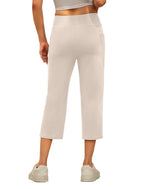 Dlooda Capri Pants For Women High-Waist Cropped Yoga With - Khaki