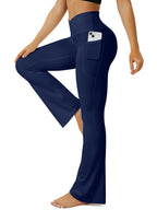 Fohofo Yoga Pants Women Flare Leggings For With Pockets - Dark Blue