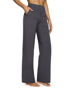 G4free Wide-Leg Yoga Pants For Women With Pockets Dark - Dark Grey