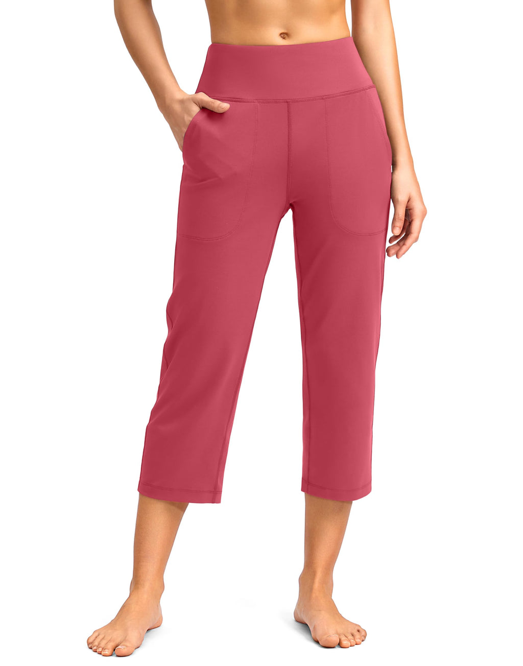 Santiny Capri Pants For Women With Pockets (berry Rose Xl)