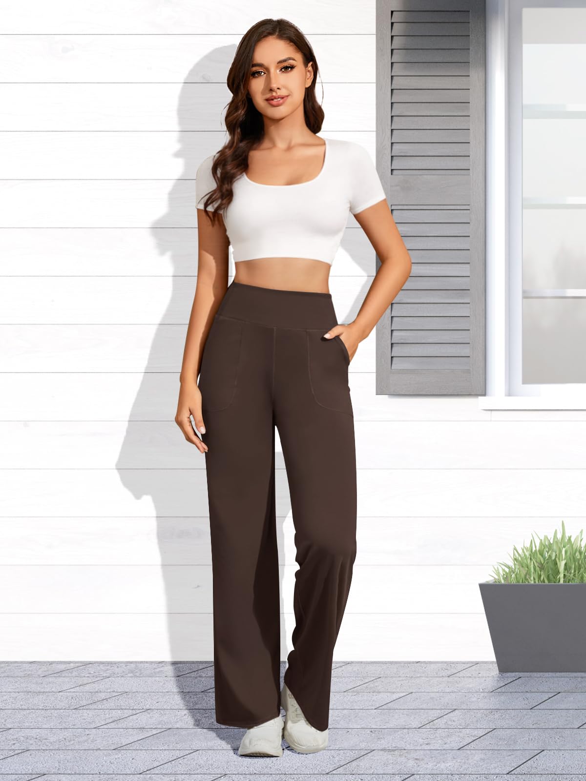 Fireswan Yoga Pants Women High-Waist Wide-Leg With Pockets - Size Small