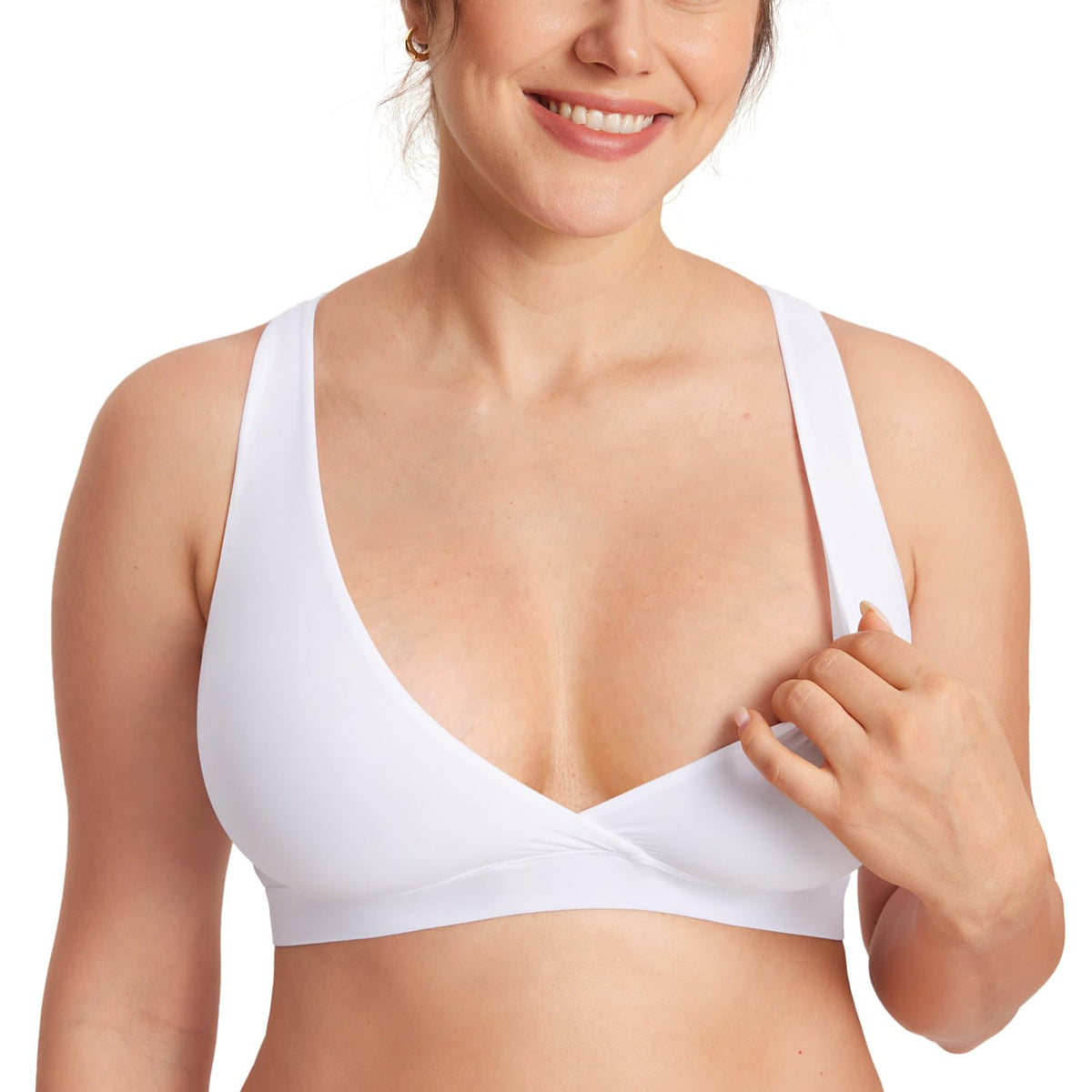 Women's Momanda Crossover for Breastfeeding White Large Nursing Bra