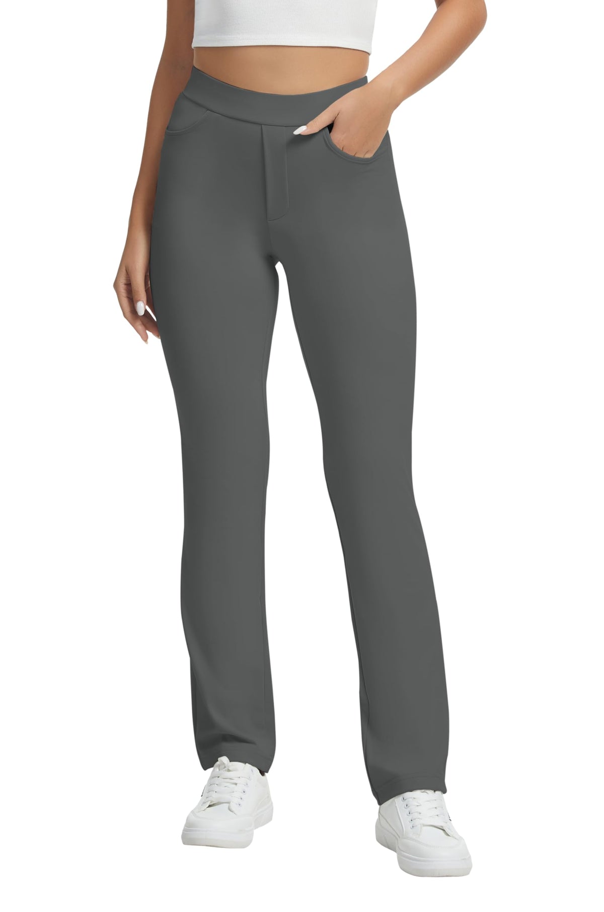 Vimpep Straight-Leg Yoga Dress Pants For Women Pull On High-Waisted