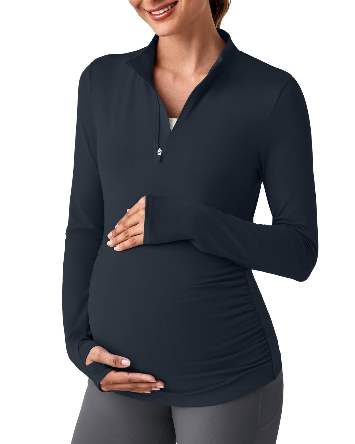 Women's Rash Guard Swimsuit G4free Maternity Long-Sleeve Shirt - Navy