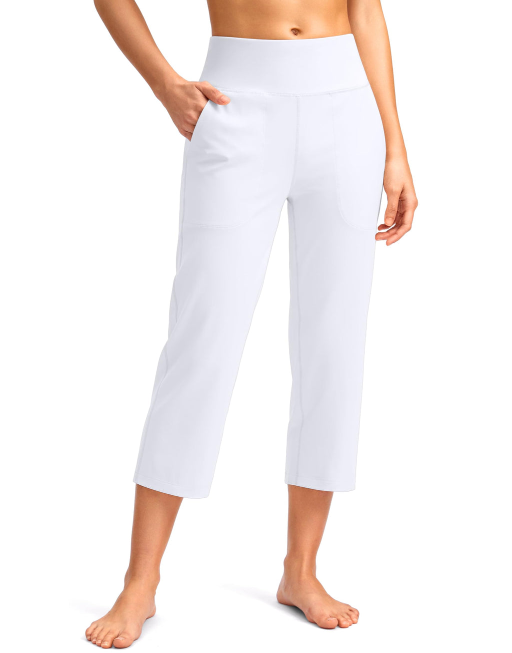 Santiny Capri Pants For Women With Pockets (a White M)