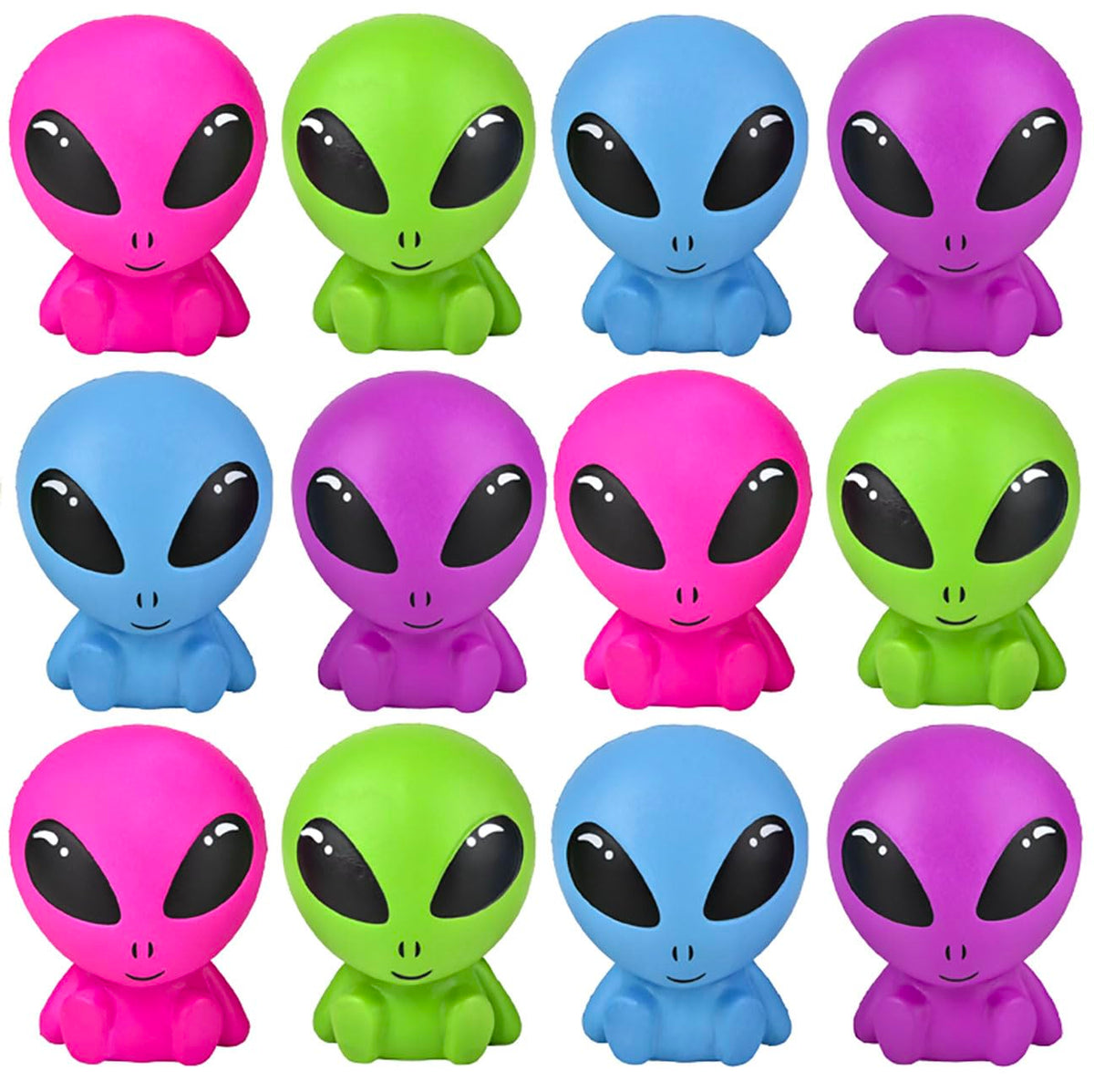 12 - Bright Alien 4.25" Squishy Slow Rise Foam - Scented Sensory, Stress, Fidget Toy Memory Foam Expands (Bulk - 12 Aliens (1 Dozen))