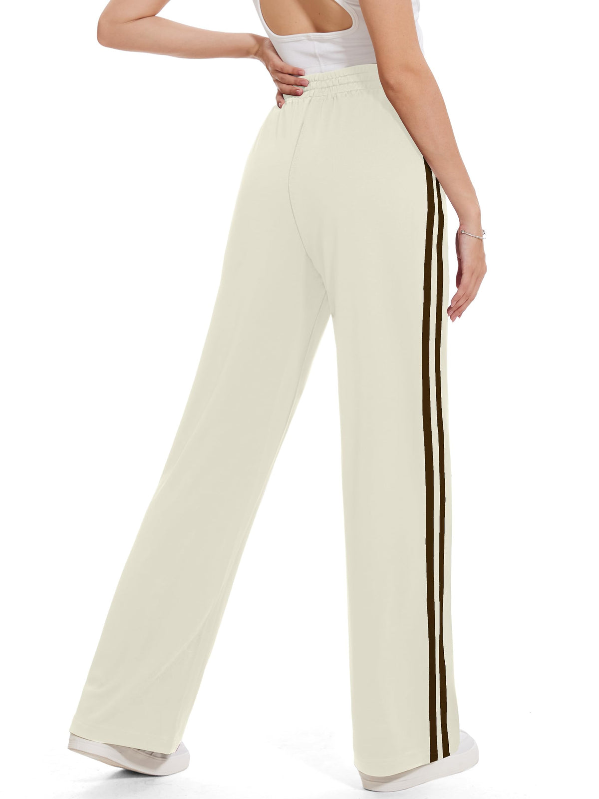 Tapata Petite Women 28" Inseam Striped Sweatpants Loose Running Track