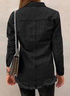 Dokotoo Womens Long Sleeve Button Down Oversized Jean Denim Jacket Black S - A