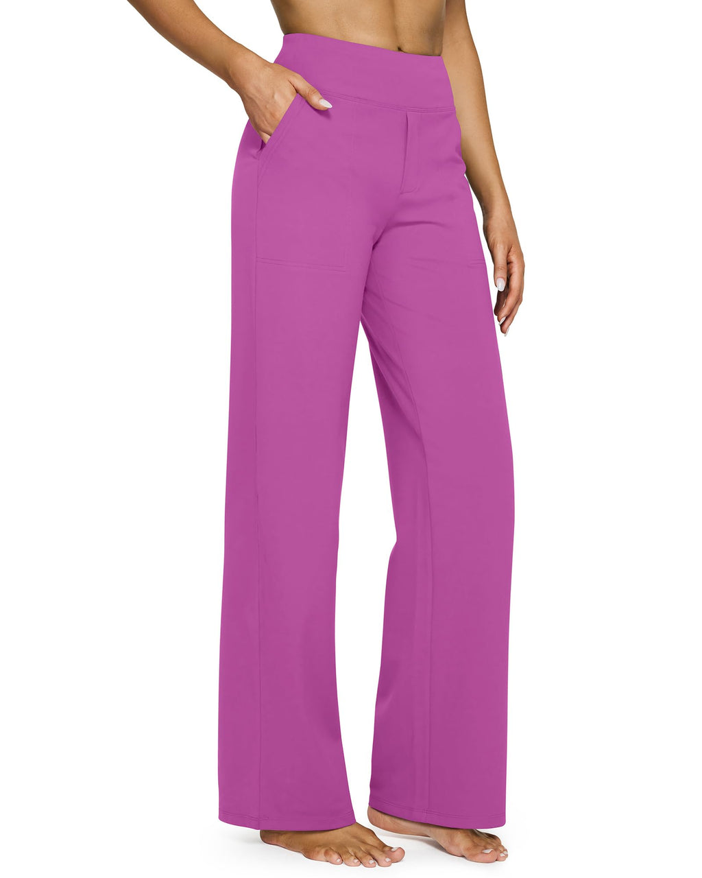 G4free Wide-Leg Yoga Pants For Women With Pockets Raspberry Purple S