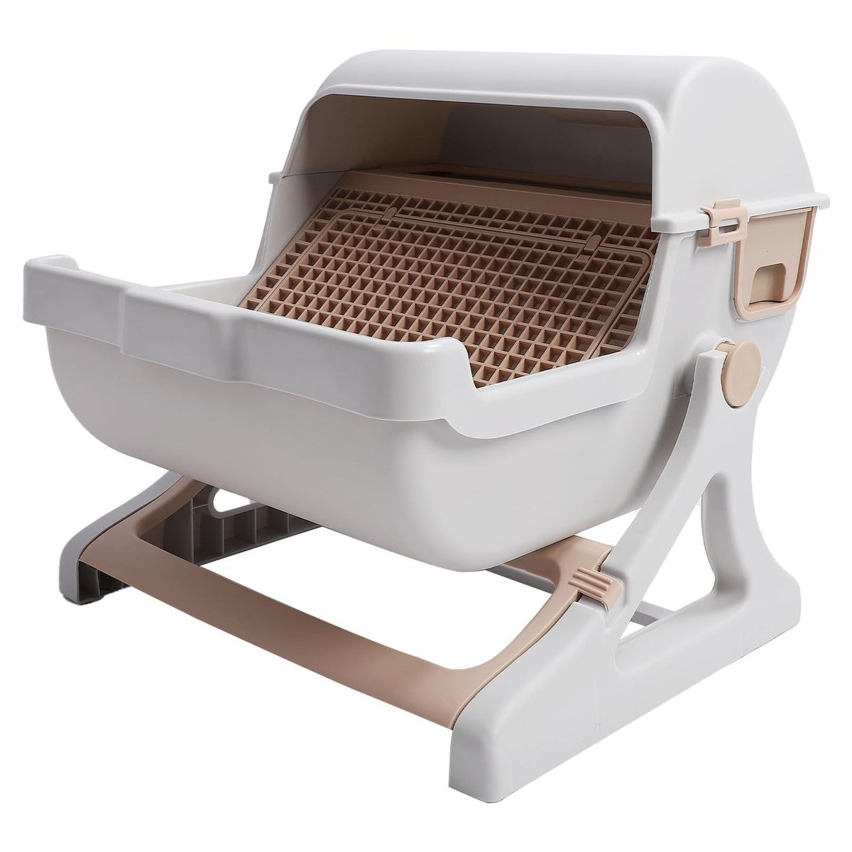Focket Semi-Automatic Cat Box, Large Capacity Plastic Box with Odor Control for Multiple Cats