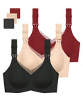 Women's Gailife 3 Pack for Breastfeeding Seamless V Neck Mesh Comfort Pregnancy Sleep Bralette 3xl, Black/beige/dark Red Nursing Bra