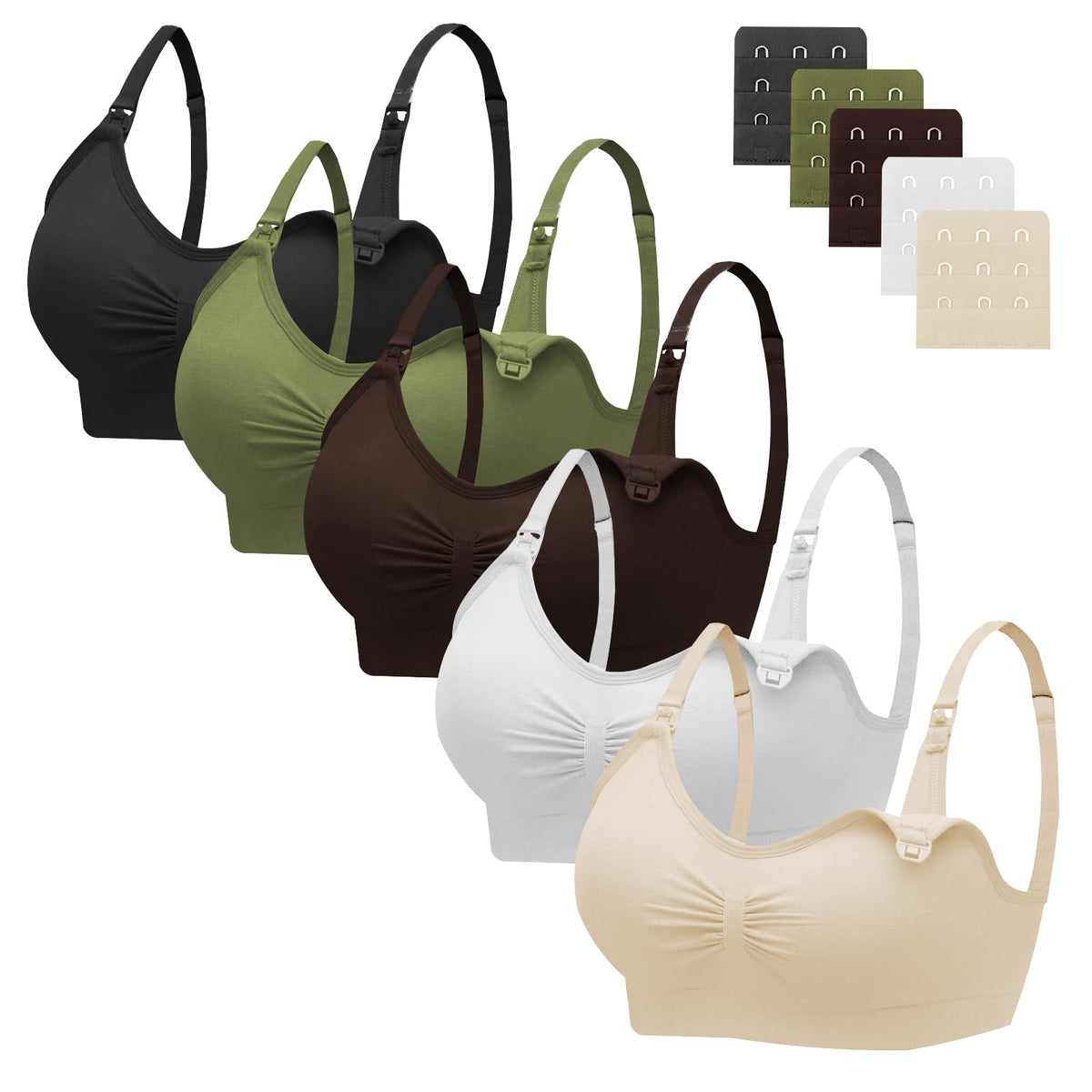 Angelhood Women's for Breastfeeding 5 Pack, Sleep Nursing Bra