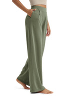Ododos Modal Soft Wide-Leg Pants For Women High-Waist - Dark Sage