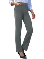 Keriffe Women's Stretchy Yoga Dress Pants Straight-Leg - Dark Grey