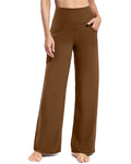 Promover Wide-Leg Yoga Pants For Women With Pockets Dark Coffee Xs