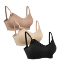 Hofish 3 Pack Wire-free for Women's Full Cup Seamless Comfort for Breastfeeding Black,beige,brown Medium Nursing Bra