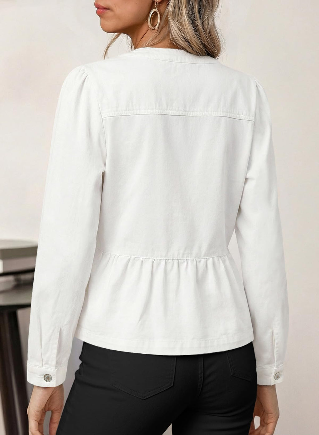 Dokotoo Cropped Jean Jacket Women Fashion Spring Summer Button Down Long Sleeve Cinched Waist Crop Denim Jackets For Rodeo Western Country