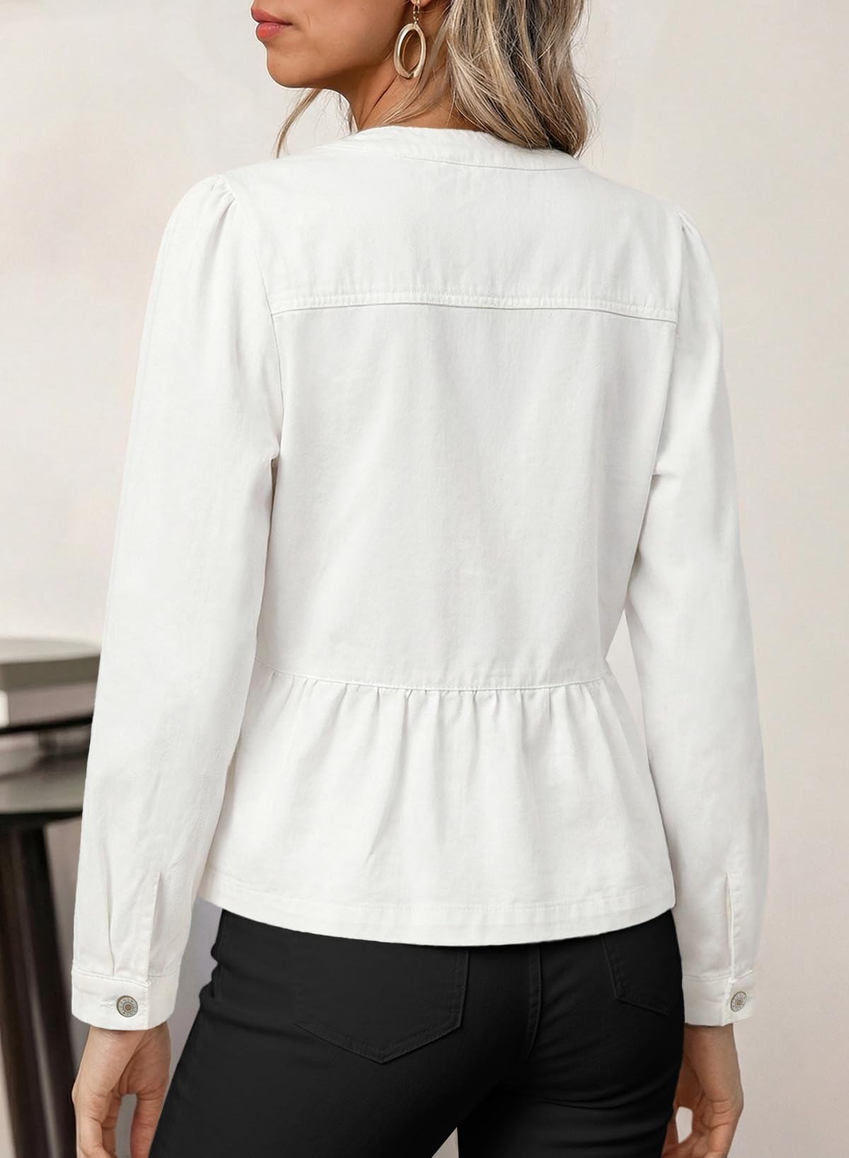 Dokotoo Cropped Jean Jacket Women Fashion Spring Summer Button Down Long Sleeve Cinched Waist Crop Denim Jackets For Rodeo Western Country