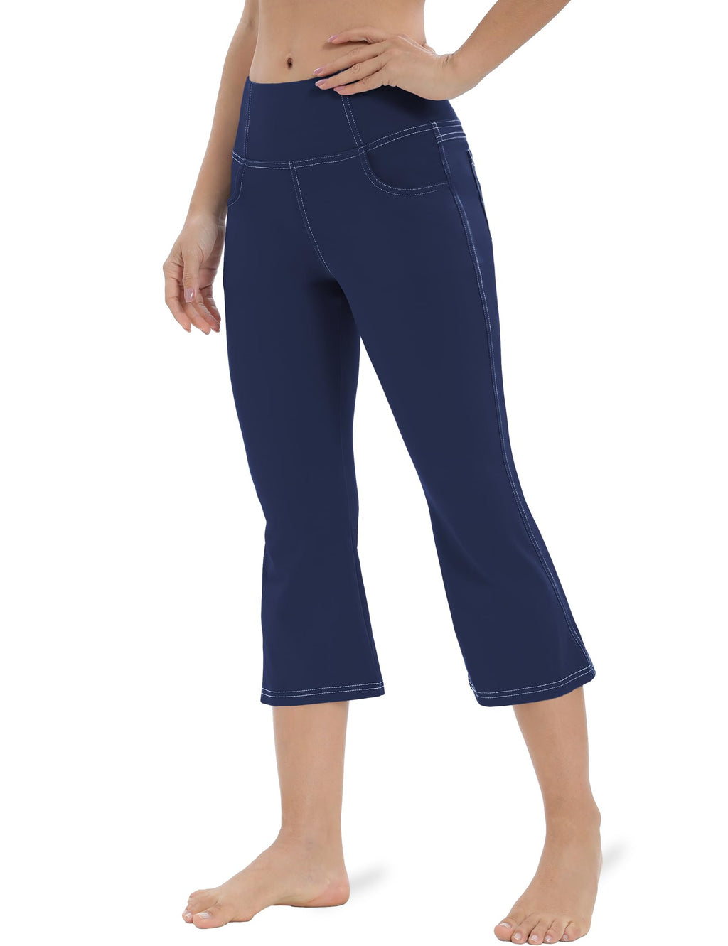 Vooveeya Women's Bootcut Leggings Bootleg Yoga - Capri Bootcut-navy