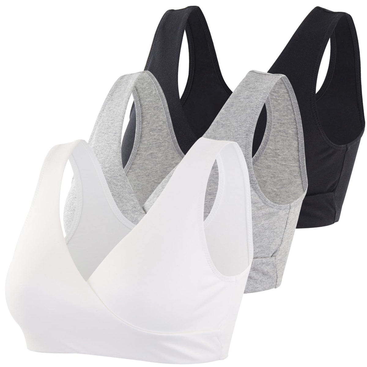 Topwhere Women's's Tank Sleep Lace for Nursing and Maternity (black+grey+white, M) Bra