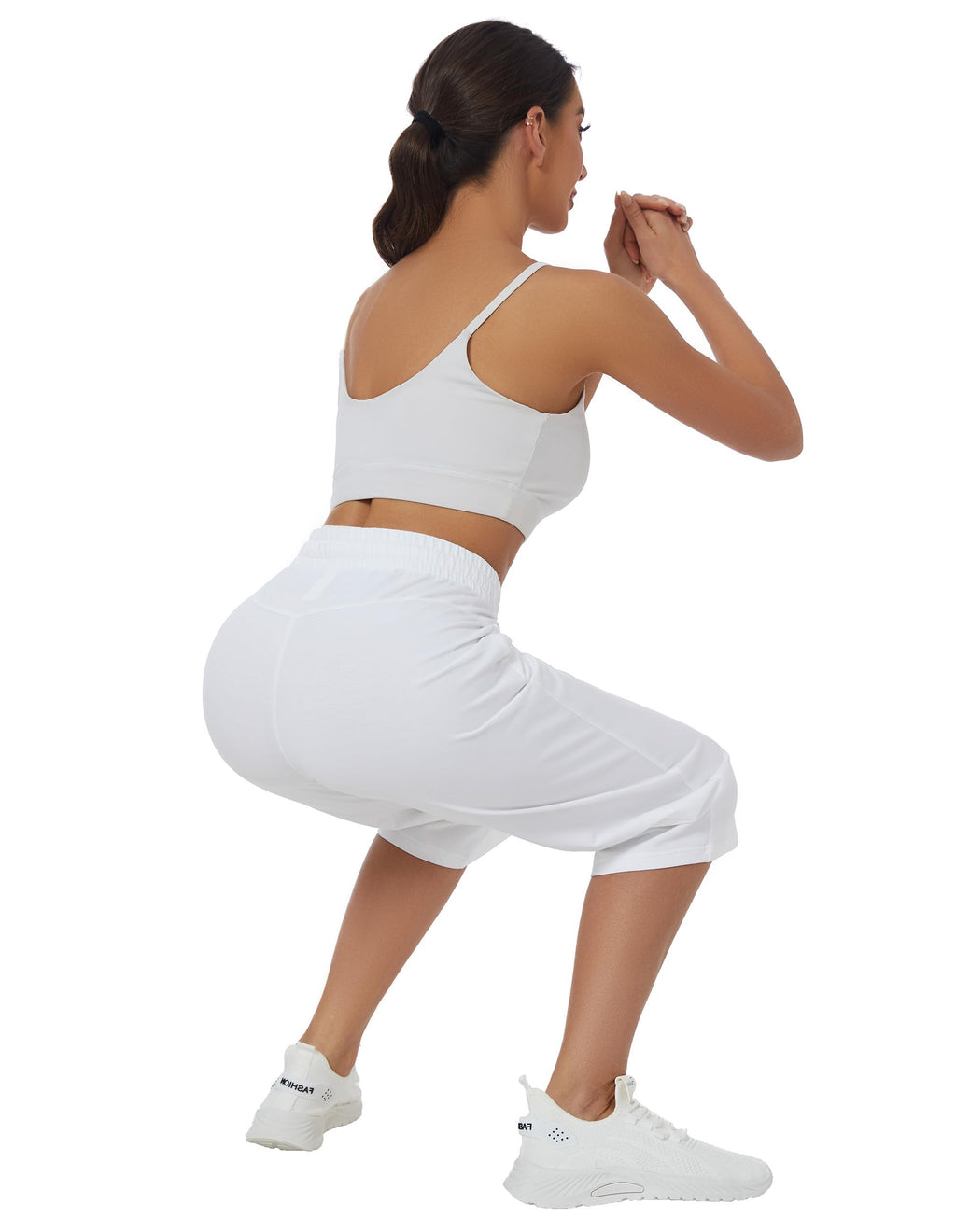 Specialmagic Women's Capri Pants Cotton Sweatpants Ivory White S